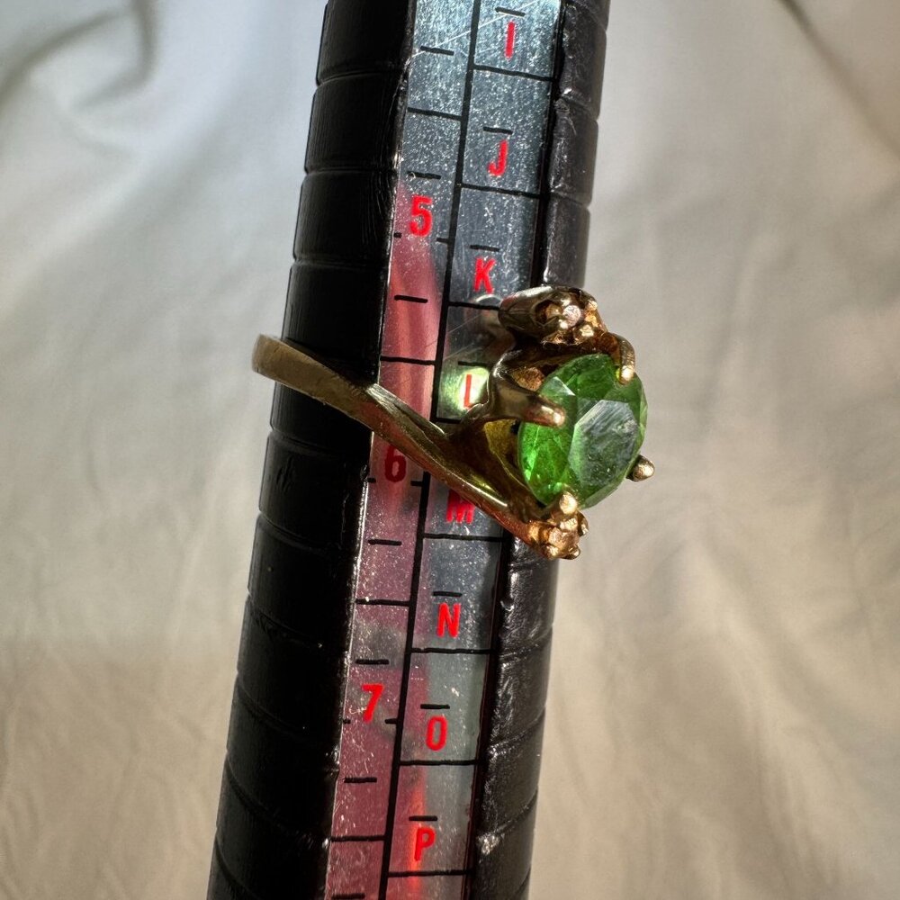 Vintage 10K yellow Gold Ring With Emerald Stone & Diamond Stones Size 5.75/6 3Gr - Picture 8 of 8